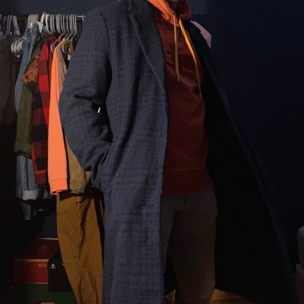 Black and Navy Trench Coat - Picture 2 of 3